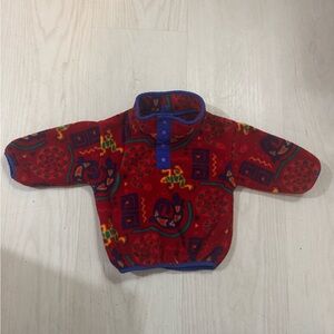 L.L. Bean Red and Blue Fleece Pullover